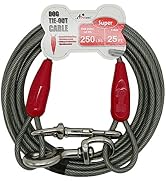Petest 25ft Tie-Out Cable with Crimp Cover for Super Dogs Up to 250 Pounds