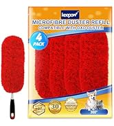 KEEPOW 4 Pack Microfiber Heavy Duty Reusable Duster Refills Compatible with OXO Duster, Microfibe...