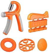 uxcell Hand Grip Strengthener Kit, Adjustable Hand Gripper Finger Exerciser Finger Stretcher Grip...