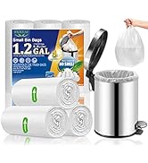 OKKEAI Small Trash Bags 1.2 Gallon 8L White Garbage Bags 5 Liter Mini Trash Bags for Bathroom Was...