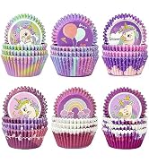qiqee Unicorn 300-Count Cupcake Liners Standard Cupcake Cups 6 Design Cupcake Papers Baking Cups ...