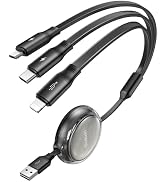 mcdodo Multi Charger Cable 3-in-1 Retractable USB Charging Cable with Lightning/Type C/Micro USB ...