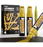 JusArt 4 Pcs Gold Jumbo Poster Marker Set, 15mm Wide Tip and 0.7mm Fine Tip, Acrylic Paint Marker...