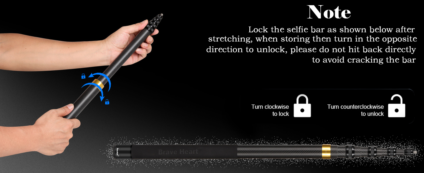 3m Selfie Stick 110in9.8ft Long Invisible Carbon Fiber Selfie Stick