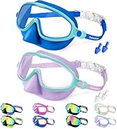 Vvinca Swim Goggles with Nose Cover, 2 Pack Wide View Diving Mask Anti-Fog UV No Leak Toddlers Sw...