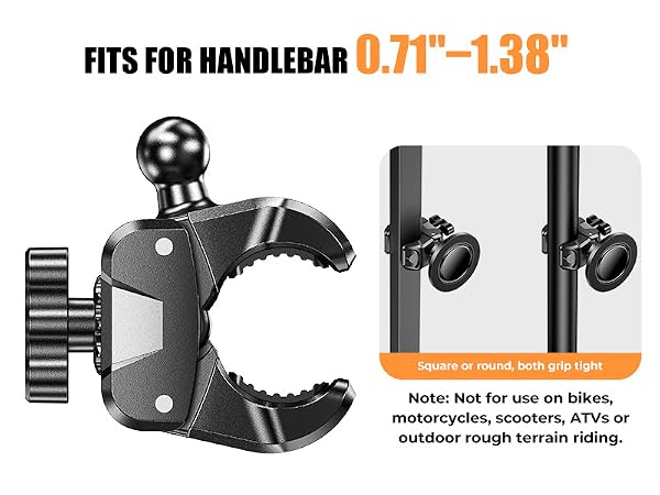 Engineered to fit round bars and handles ranging from 18-35 mm