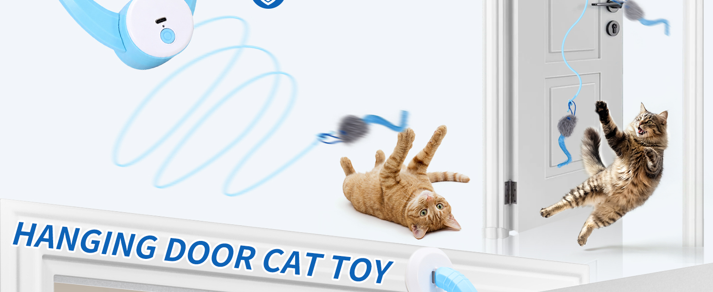 VOXGET Interactive Cat Toys Automatic Fly Feather Wand Indoor Bored Kittens Self Play Hang Toy Chase