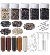 Fedmut Hair Extensions Kit, 28 PCS Hair Extensions Needles, 457 Yard Sewing Threads, 2500 PCS Lin...