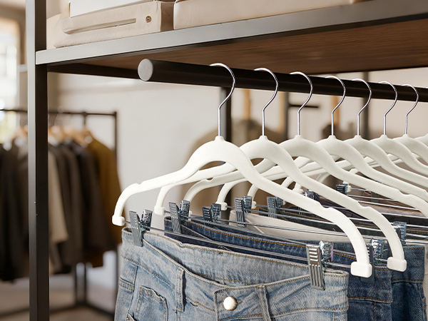 White Velvet Hangers for Jeans