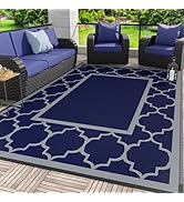 GENIMO Outdoor Rug 5' x 8' Patio Waterproof, Foldable Reversible Plastic Straw Area Rugs Mat for ...