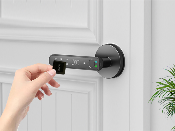 Interior keypad door knob Fingerprint Unlock