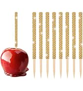 Victhur Candy Apple Sticks 36 Pieces Bling Candy Apple Bamboo Skewers with Rhinestones Diamond Me...