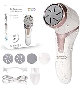 Electric Foot Callus Remover with Dander Vacuum, Rechargeable Waterproof 3 Roller & 2 Speeds Foot...