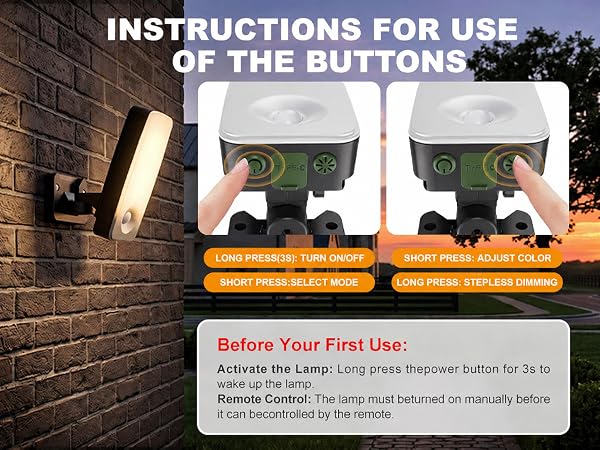 INSTRUCTIONS FOR USE OF THE BUTTONS
