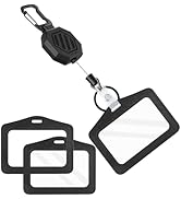 DELSWIN Leather ID Badge Holder with Retractable Clip, Heavy Duty Retractable Keychain, Badge Ree...