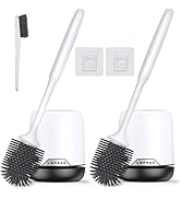 Lefree 2 Pack Silicone Toilet Brush,Rubber Toilet Bowl Brush and Holder Set with Ventilated Holde...