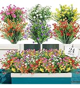 AGIRL 24 Bundles Artificial Flowers Outdoor,No Fade Fake Plastic Flowers Faux Plants for Decorati...