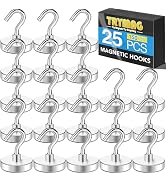 TRYMAG 25Pcs Strong Magnet with Hook for Fridge, N52 150Lbs+ Small Magnetic Hooks for Cruise Cabi...