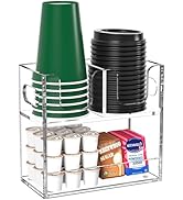 KEENWEGO Disposable Coffee Cup Dispenser with Handles, 2-Tier 3 Compartments Clear Acrylic Paper ...
