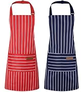 XLSXEXCL 2 Pack Stripes Kids Apron, Kids Cooking Aprons with 2 Pockets, Cute Aprons for Cooking f...