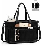 FIORETTO Corduroy Laptop Tote Bag for Women with 17 Pockets | Laptop Compartment, 40oz Cup Holder...