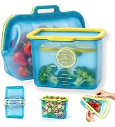 Silicone bags for food storage, No Harsh Smells, 8-Cup / 68 oz Stand-Up Pouches with Auto-Closing...