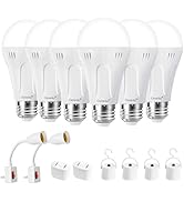 Ostwiki 6 Pack Rechargeable Light Bulbs,Battery Operated Backup Light Bulb for Lamps E26 9W 6500K...