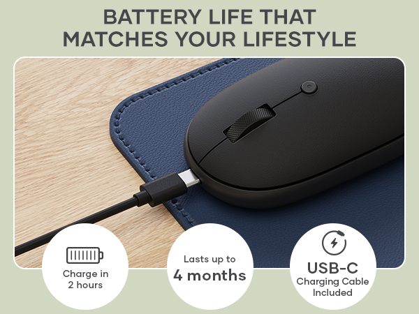 Satechi Compact OntheGo Bluetooth Mouse with USB C Rechargeable Battery, Connect up 3 Devices