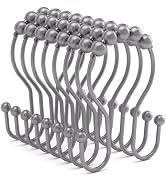 Bathway Shower Curtain Hooks, Shower Curtain Rings Rust Proof Double Hook Shower Curtain Hooks, 1...