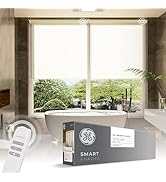 GE Smart Shades, Rechargeable Battery Roller Shade with Remote Control, Translucent White Fabric,...