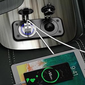 12 volt Voltmeter LED Display Dual USB Ports for Rocker Switch Panel on Car Boat Marine RV motor 24v