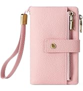 SENDEFN Small Wallet for Women Leather RFID Blocking Wristlet Wallet Credit Card Holder with Doub...