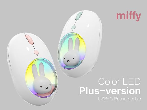 Miffy wireless Dual Mode Mouse Bluetooth Rechargable LED Plus-Version