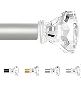 TVWOO Silver Curtain Rods 48 to 84 Inch,3/4 Inch Adjustable Curtain Rod Set,Modern Single Window ...