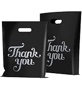FloraSea 100 Pcs Black 12x15 Thank You Bags, Merchandise Bags, Shopping Bags for Goodie Bags,Bout...