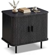 Giantex 24’’ Large End Table, Mid Century Modern Nightstand w/Fluted Sliding Tambour Doors & Stor...