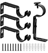 TOKPLNU Adjustable Curtain Rod Bracket, Heavy Duty Curtain Rod Holders Black 4 Pack Curtain Rods ...