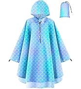 OlyPegic Kids Rain Poncho with Hooded Reusable Waterproof Lightweight Ponchos Kids Boy Girl Rainc...