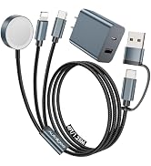 4FT Multi Fast Charging Cable for Apple Watch Charger 3 in 2 USB C Cable Travel Essentials PD20W ...