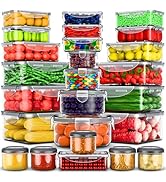 RockBerry 50 Pcs Large Food Storage Containers with Lids Airtight-Total 526OZ Stackable Kitchen S...