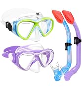 2 Sets Snorkeling Gear for Kids, Kids Snorkel Set for Ages 6-14, Dry Top Snorkel Mask Set for You...