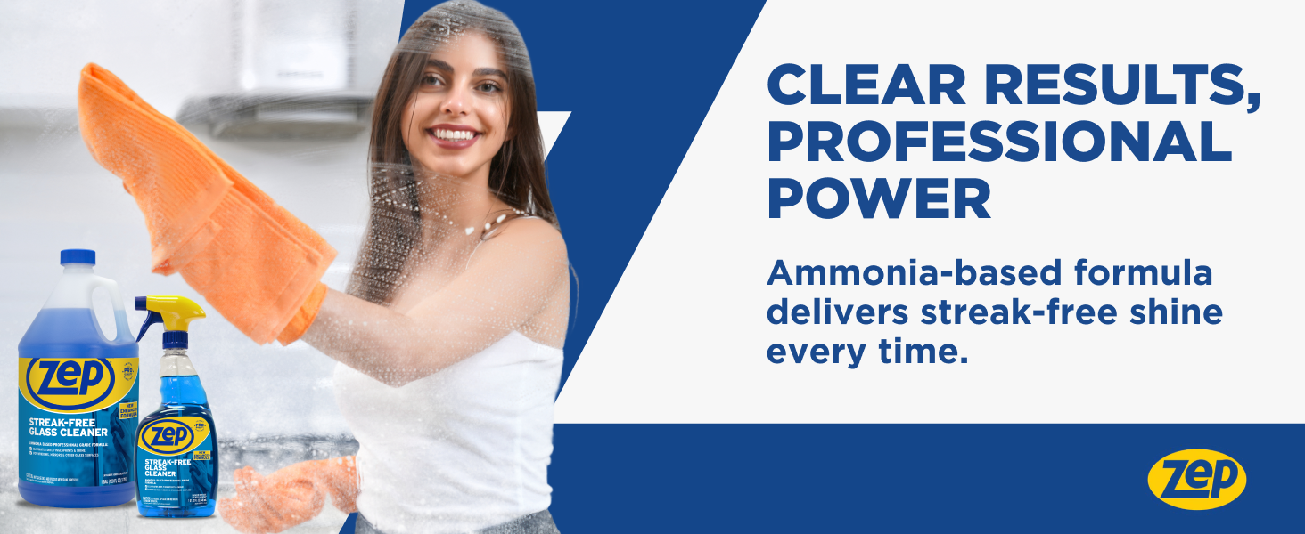 Zep Streak-free Glass Cleaner Ammonia-based formula delivers streak-free shine every time.