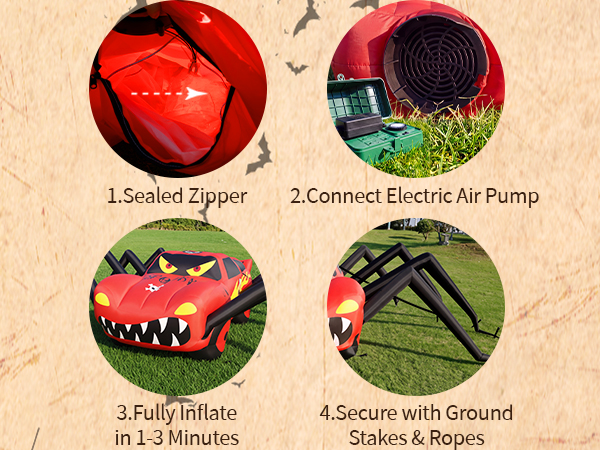 Super Giant Red 14.8FT Halloween Inflatables Spider Car Outdoor Decorations