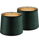 Green Fabric Lamp Shades Set of 2 Medium Lamp Shade-11×13×10 Inch, Lampshades fit with Spider for...