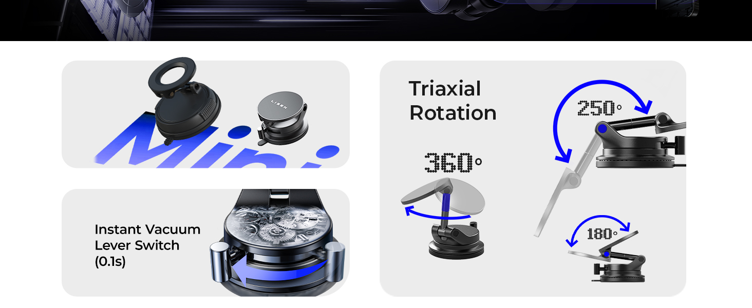 LISEN 15W Suciton Magsafe Car Mount Charger