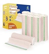 ZJCCTO 8 Pack Elastic Bandage Wrap | 6" Medical Bandage Wrap with Hook-and-Loop Fasteners on Both...