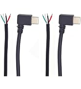 ELNONE 2PCS USB C Male Pigtail 4 Wire Left-Right Direction,0.35M/1.1FT USB C Type-c Male 90 Degre...