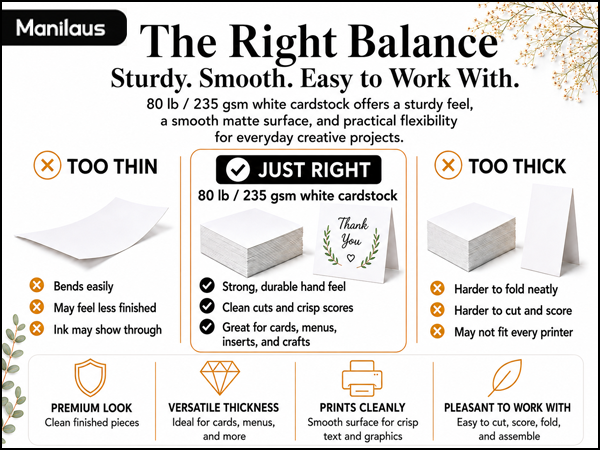 80lb white cardstock 8.5 x 11 comparison for thick card stock paper, cards, menus and inserts