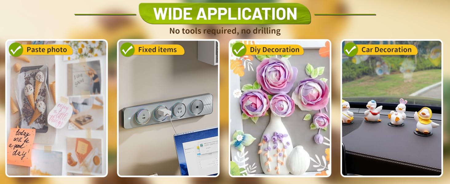 Wide application No tools required, no drilling