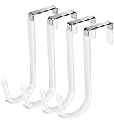 DINGEE Over Door Hanger Hooks for Hanging, 4 Packs Vinyl Coated Over The Door Heavy Duty Hook for...
